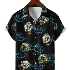 Men's Floral Camp Collar Bowling Shirt Short Sleeve Hawaiian Casual