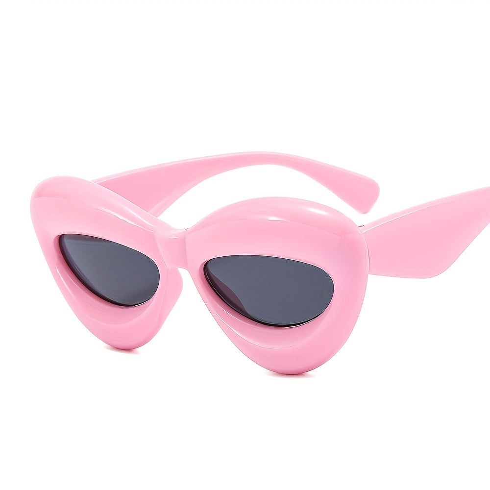 Y2K Inflated Cat Eye Sunglasses For Women Men Block Thick Lip Glasses