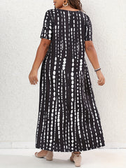  Tie Dye Short Sleeve Maxi Dress