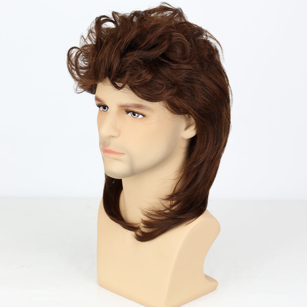 Men's Handsome Dark Brown Curved Wig