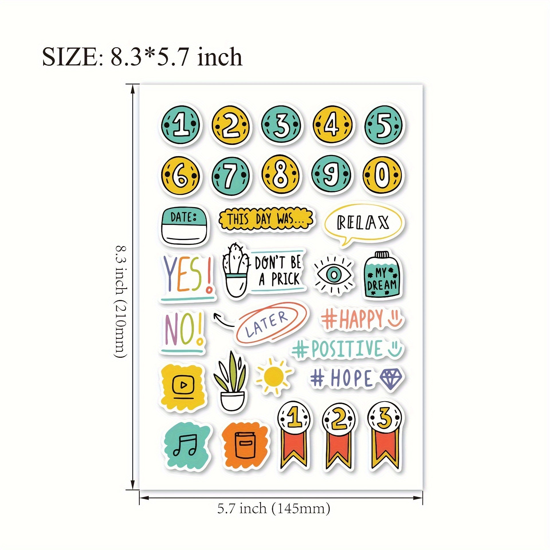 8 Sheets Hand Drawn Planner Stickers Set for Office, School, and Home Use