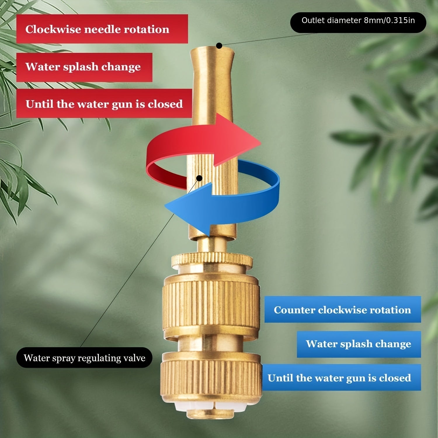Adjustable Pressure Washer Garden Tool Sprinkler Brass Nozzle Water Gun