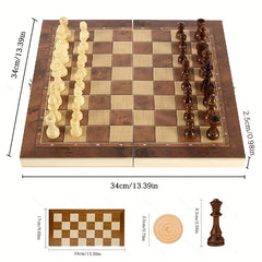 3 in 1 Chess Backgammon Checkers Set Solid Wood High Chess Wooden Chess