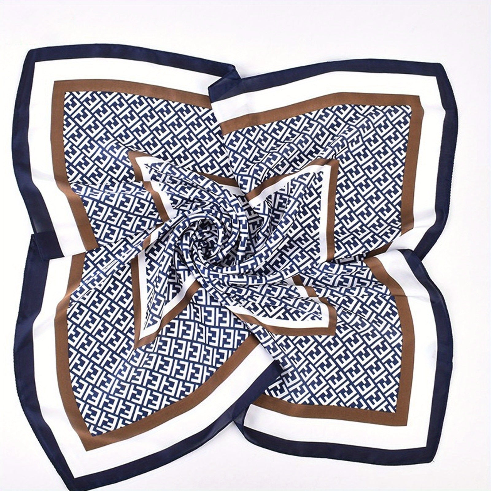 Square Scarf Frame Letter Pattern Printed Silky Scarf Headband