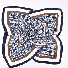Square Scarf Frame Letter Pattern Printed Silky Scarf Headband