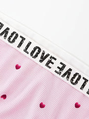  Heart Print Bra & Panty Set Medium Stretch