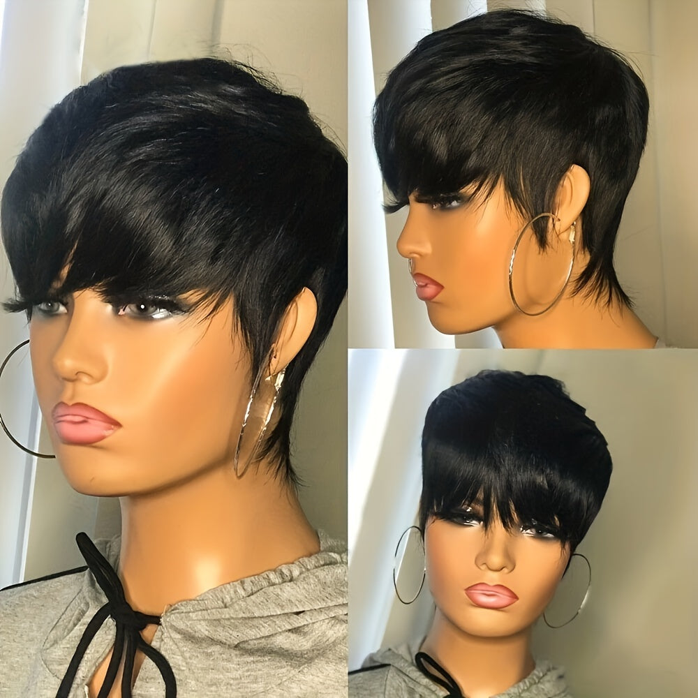 Short Pixie Wig With Bang Synthetic Fiber Women Daily Party Decors