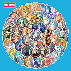 80pcs Cat & Dog Stickers Waterproof Self-Adhesive Decals