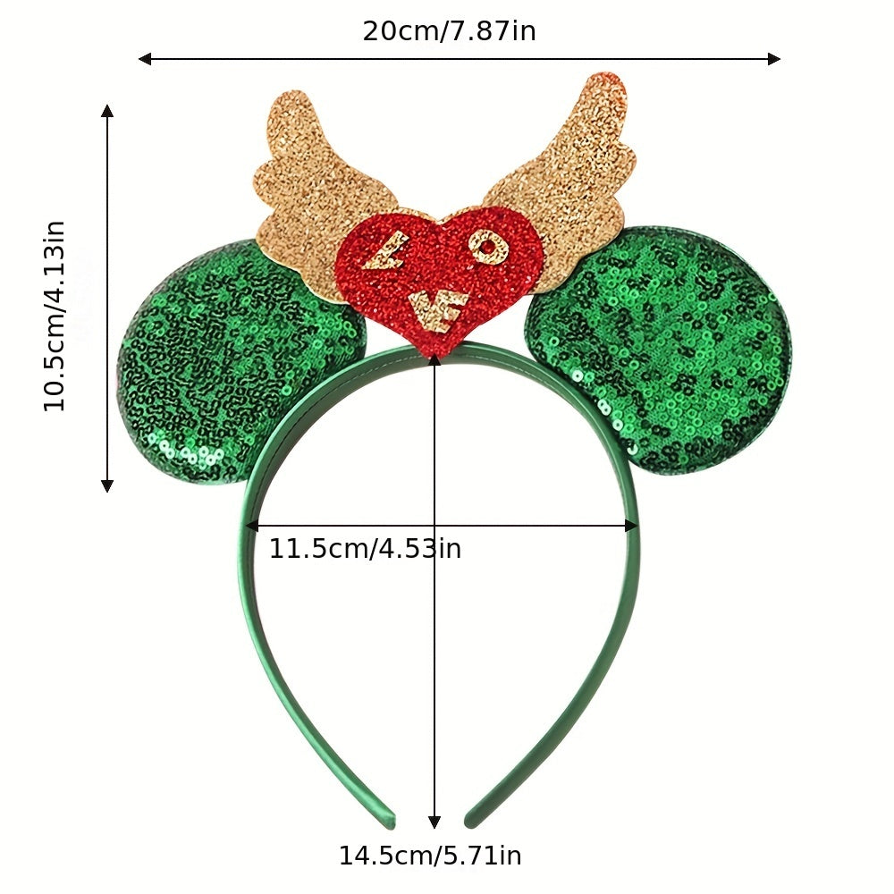 Sequin Headband Glitter Hair Band Mouse Ears Wings Decor