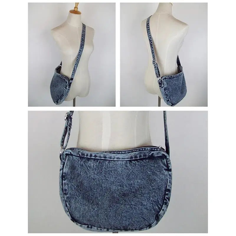 Women Denim Shoulder Bag Large Capacity Crossbody Messenger Bag