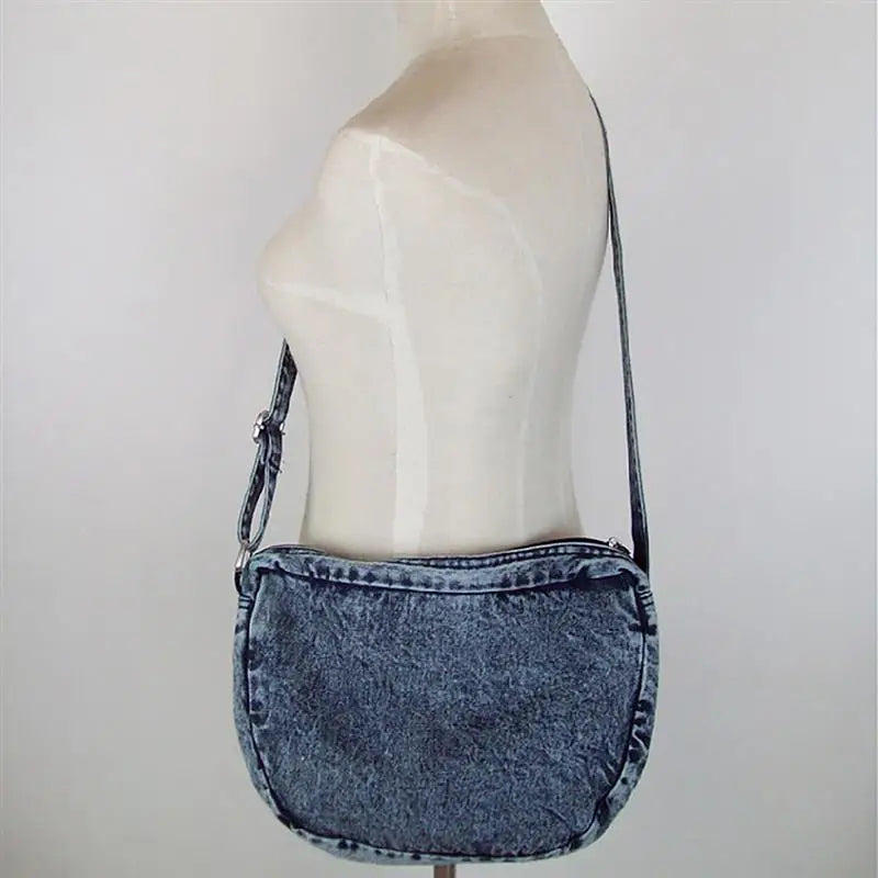 Women Denim Shoulder Bag Large Capacity Crossbody Messenger Bag