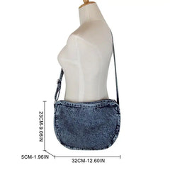 Women Denim Shoulder Bag Large Capacity Crossbody Messenger Bag