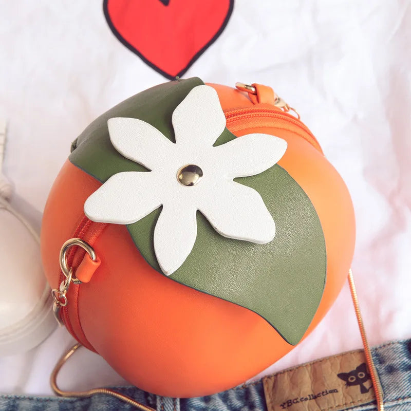 Orange Shape Women Shoulder Bag Crossbody Chain Messenger Purse