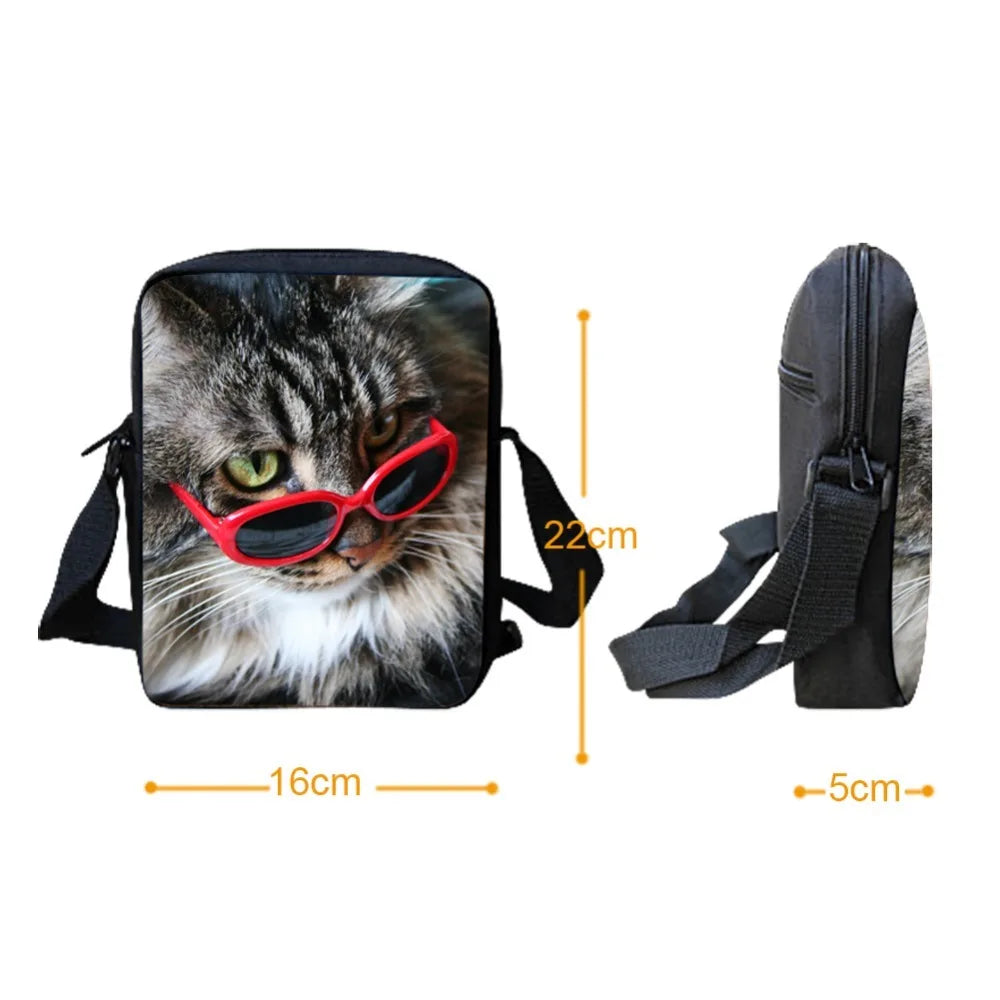 Cat Prints Shoulder Crossbody Bag Mini Messenger Small Bag