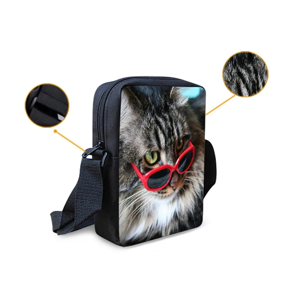 Cat Prints Shoulder Crossbody Bag Mini Messenger Small Bag