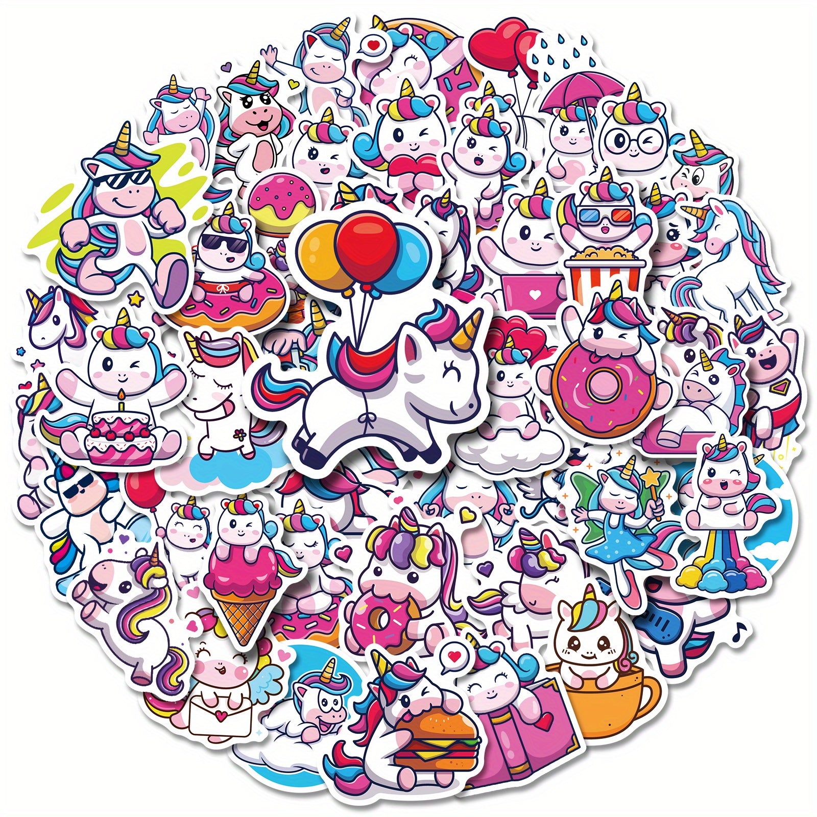 50pcs Unicorn Stickers Waterproof Vinyl Stickers Pack For Adults