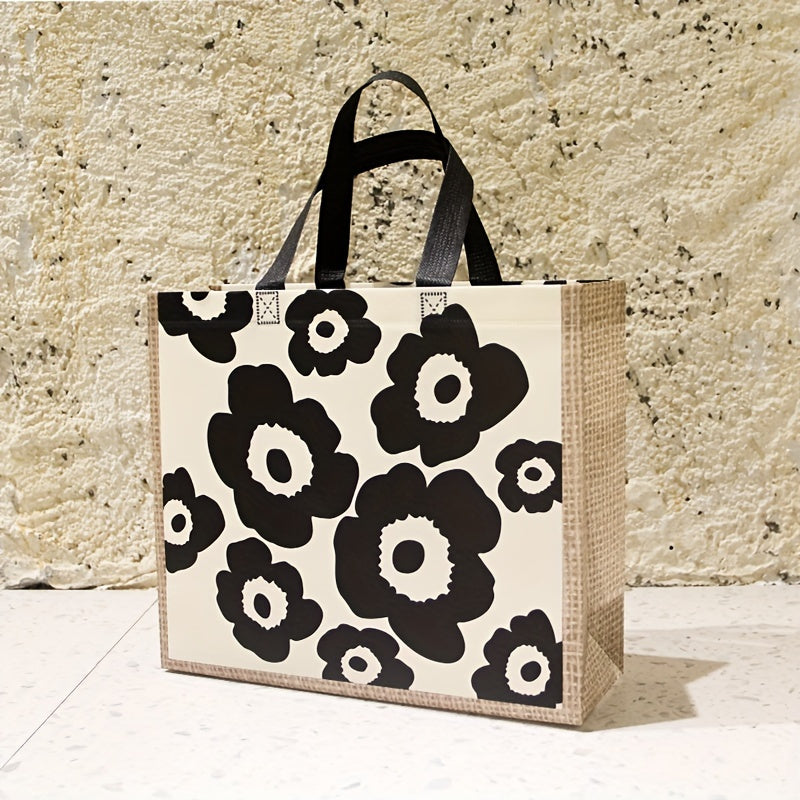 5pcs Non-woven Tote Bag Clothing Shop Packaging Bag Flower Clothes Gift Bag