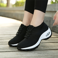 Women's Air Cushion Mesh Sneakers Breathable Lace Up Running Shoes
