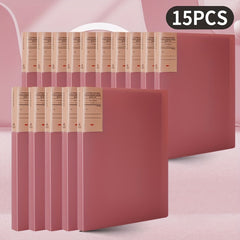 15pcs Retro Information Book 40 Pages Pink A4 Waterproof Material Storage Bag