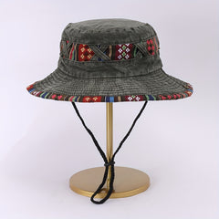 Vintage Stitching Washed Distressed Cowboy Sun Hat for Outdoor Sun Protection