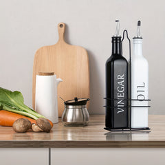 Ceramic Olive Oil & Vinegar Dispenser Set 17oz Kitchen Seasoning Bottle