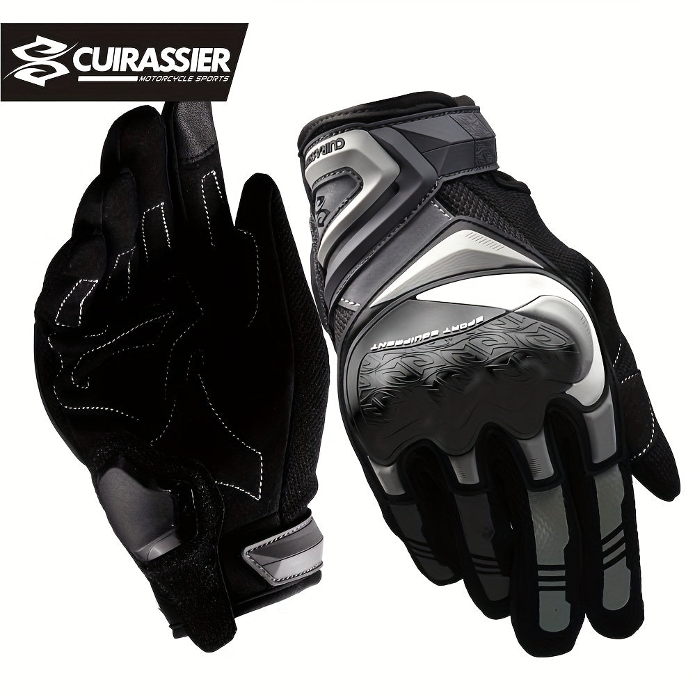 Cuirassier Motorcycle Full Finger Gloves - Stay Safe & Visible on the Road