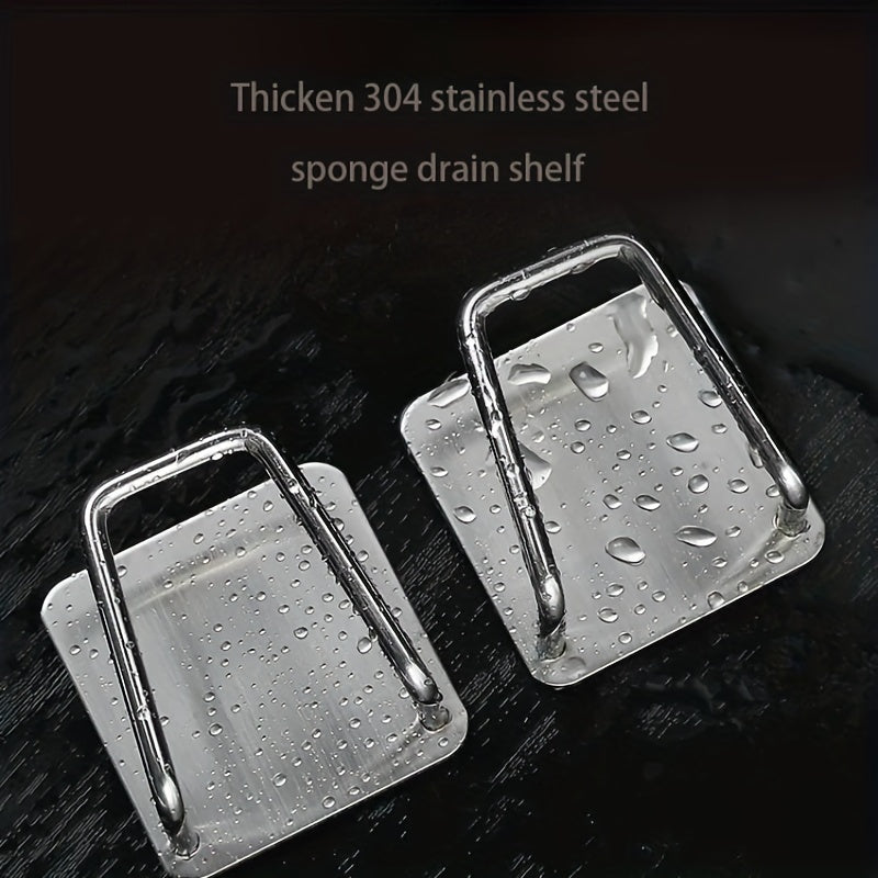 2pcs Sponge Holder Stainless Steel Drain Rack Kitchen Accessories