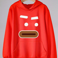 Girls Cartoon Expression Long Sleeve Hooded Sweatshirt for Spring and Autumn