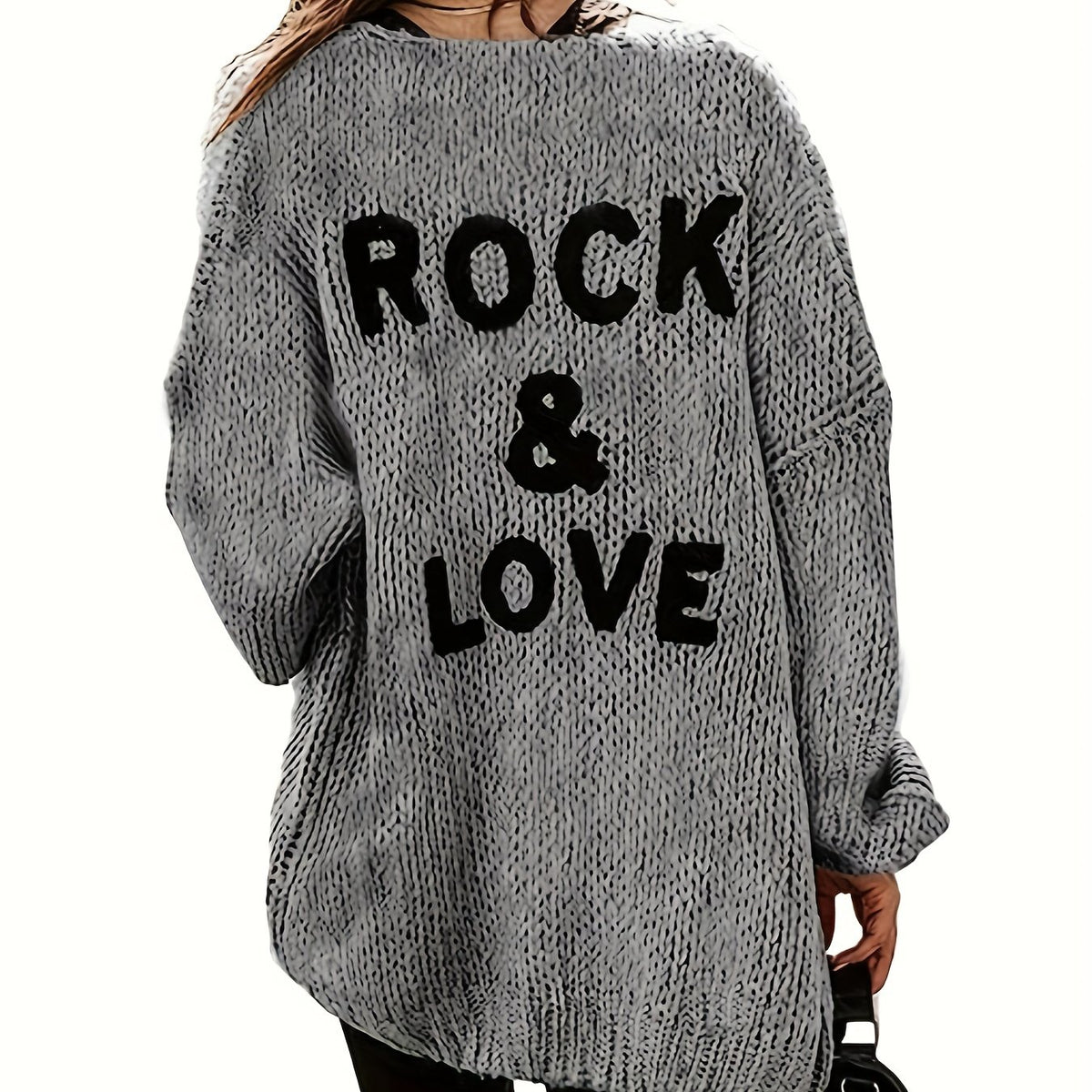Women's Plus Size Letter Pattern Cardigan