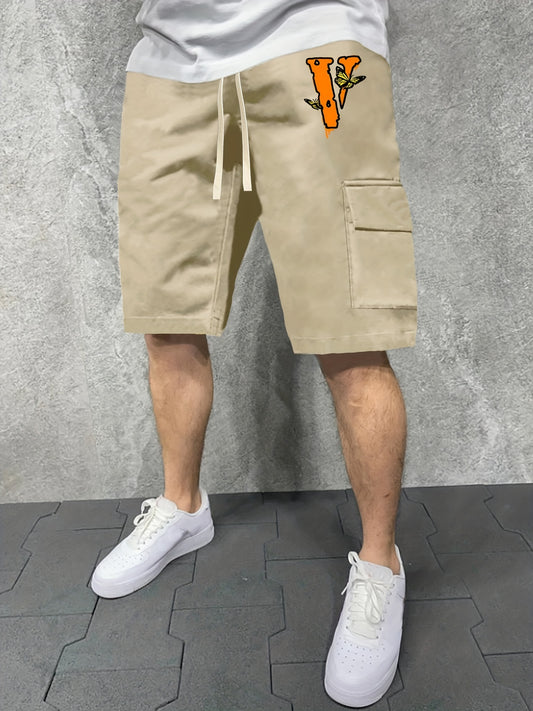 Men's V & Butterfly Graphic Casual Sports Cargo Shorts