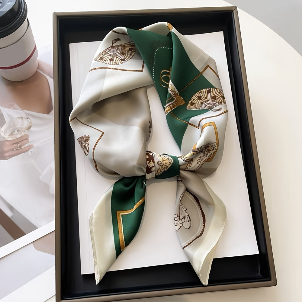 Square Scarf Block Print Satin Neckerchief Casual Bandana Women