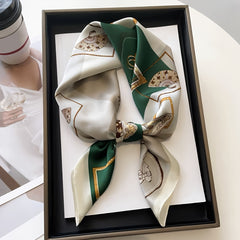 Square Scarf Block Print Satin Neckerchief Casual Bandana Women