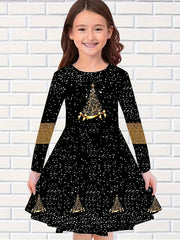 Rainbow Snowflake Print Dress for Fall Party