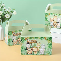 4pcs Polychrome Jungle Animals Treat Boxes 6 Inch