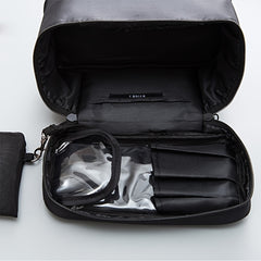 Portable Top Handle Cosmetic Bag Zipper Brush Organizer Makeup Storage Bag