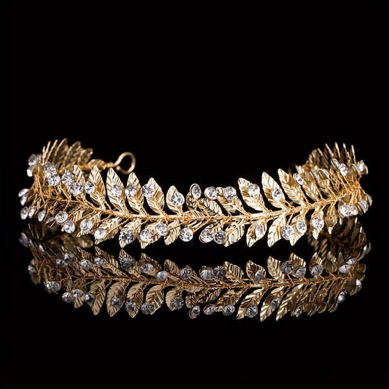 Bridal Leaf Headband Rhinestone Hair Band Wedding Accessories