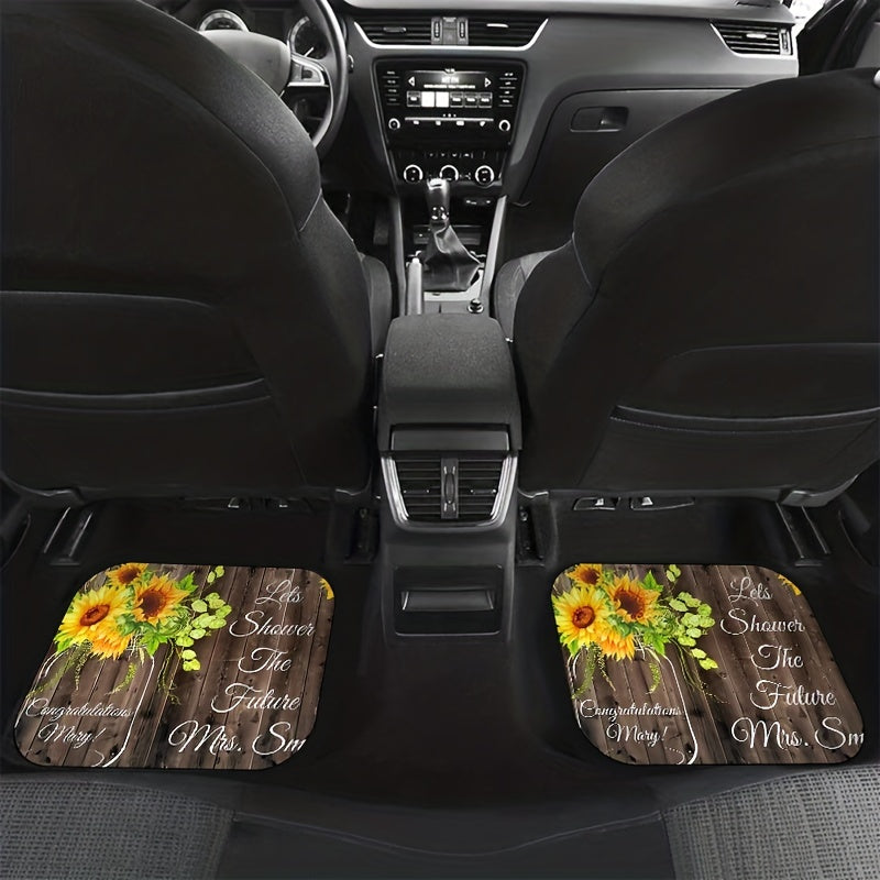 4pcs Sunflower Pattern Car Seat Covers, Front & Rear Seat Cover Set