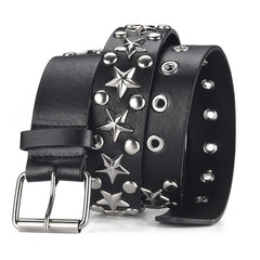 Women's Punk Style Rivet Belt Star Decor PU Leather Belt