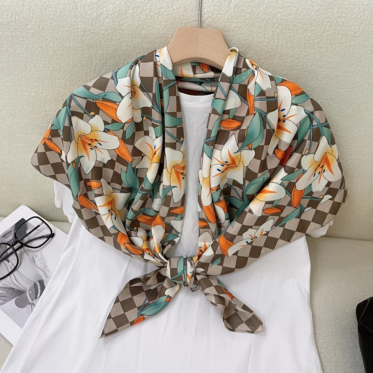 Colorful Plaid Print Large Square Scarf Retro Warm Shawl