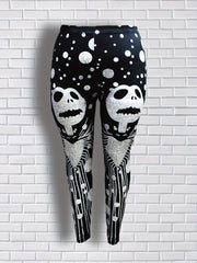  Halloween Goth Leggings Women's Plus Skull Print Leggings