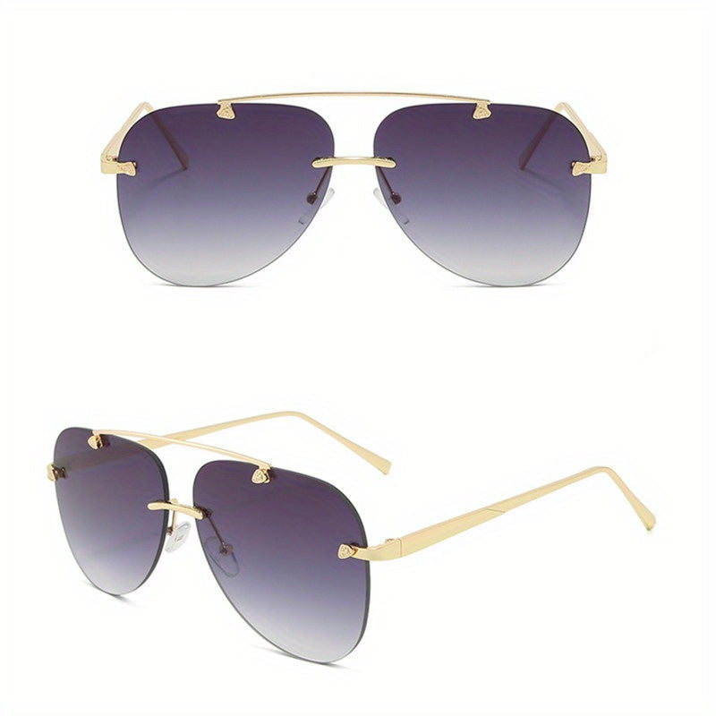 Men's Frameless Sunglasses UV400 Flat Top Aviator