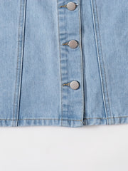  Button Front Mini Denim Skirt Women's Plus Solid Mini Denim Skirt
