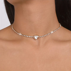 Glitter Rhinestone Love Necklace for Prom