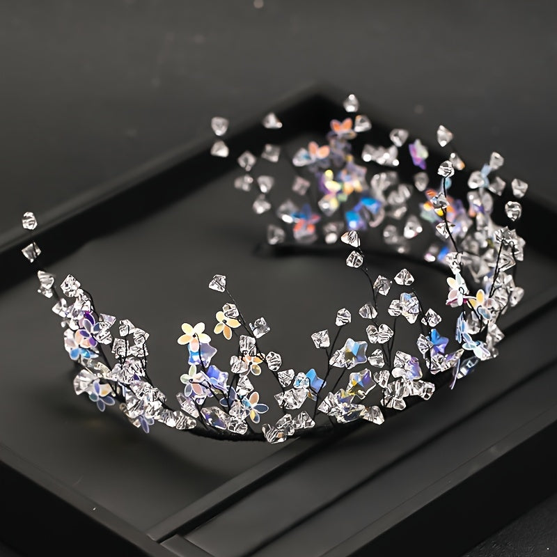 Crystal Headband Wedding Tiara Set with Earrings