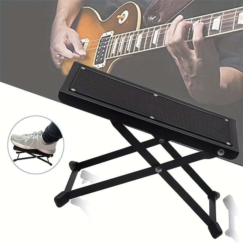 Guitar Foot Pedal Sturdy Metal Foot Rest 4 Gears High Low Non-slip