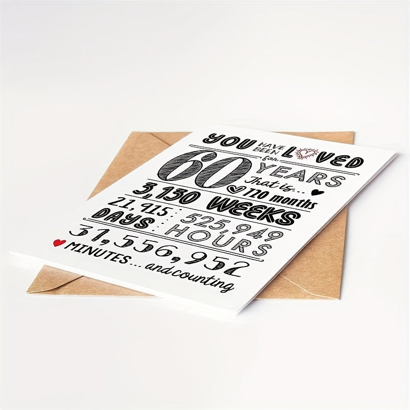 60th Birthday Card/Table Decor 60 Years Loved Card