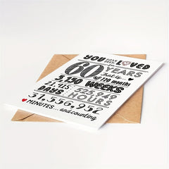 60th Birthday Card/Table Decor 60 Years Loved Card