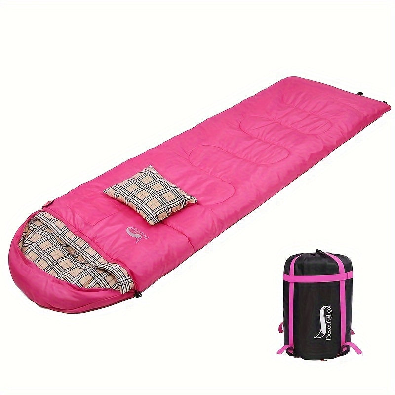Cold Weather Flannel Sleeping Bag with Pillow