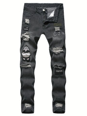 Men Ripped Distressed Denim Jeans Slim Fit Pants