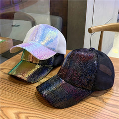 Sequin Sparkly Baseball Cap Y2K Couple Sports Hat Breathable Trucker Hat
